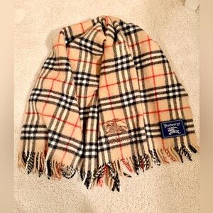 BURBERRY Vintage Nova Check Wool Neck Scarf W/ Rare Equestrian Knight Logo